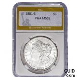 1881-S Morgan Silver Dollar PGA MS65
