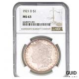 1921-D Morgan Silver Dollar NGC MS63