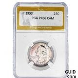 1953 Washington Silver Quarter PGA PR66 CAM