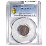 1909-S VDB Wheat Cent PCGS VF20
