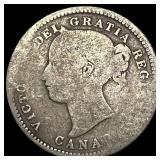 1875-H Silver 10 Cents Canada ABOUT UNCIRCULATED