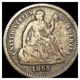1865-S Silver Half Dime ABOUT UNCIRCULATED