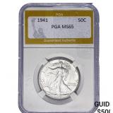 1941 Walking Liberty Half Dollar PGA MS65