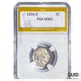 1936-D Buffalo Nickel PGA MS65