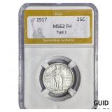1917 Standing Liberty Quarter PGA MS63 FH Type 1
