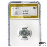 1872 Seated Liberty Half Dime PGA MS65+ Monster