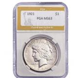 1921 Silver Peace Dollar PGA MS63