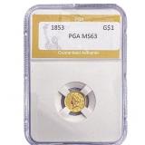 1853 Rare Gold Dollar PGA MS63
