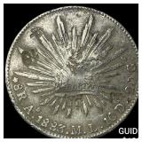 1883 Mexico Silver 1 Peso Punch Marked NEARLY UNCI