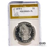1878-S Morgan Silver Dollar PGA MS63+ PL