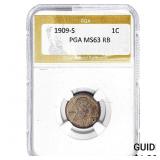 1909-S Wheat Cent PGA MS63 RB