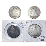 [3 Coins] 1855-1878 Seated Liberty Half Dollar