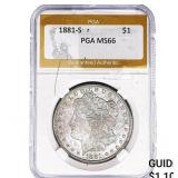 1881-S Morgan Silver Dollar PGA MS66
