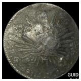 1891 Mexico Silver 8 Reales Punch Marked NEARLY UN