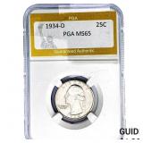 1934-D Washington Silver Quarter PGA MS65