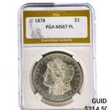 1878 Morgan Silver Dollar PGA MS67 PL