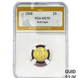 1998 1/10oz $5 Gold Eagle PGA MS70