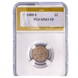 1909-S Wheat Cent PGA MS63 RB