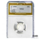 1908 Barber Dime PGA MS62