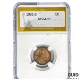 1931-S Wheat Cent PGA MS64 RB