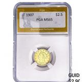 1907 $2.50 Gold Quarter Eagle PGA MS65