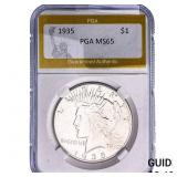 1935 Silver Peace Dollar PGA MS65