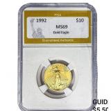 1992 1/4oz $10 Gold Eagle PGA MS69