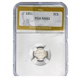 1851 Silver Three Cent PGA MS62