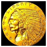 1914 Indian Head Gold $2.5 Quarter Eagle CLOSELY U