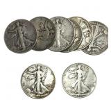 Roll of 9 Walking Liberty 50C