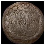 1773 Russia Catherine II Copper 5 Kopecks  NEARLY