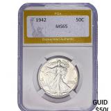 1942 Walking Liberty Half Dollar PGA MS65