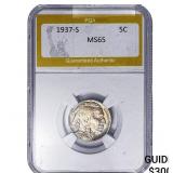 1937-S Buffalo Nickel PGA MS65