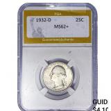 1932-D Washington Silver Quarter PGA MS62+