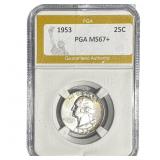 1953 Washington Silver Quarter PGA MS67+