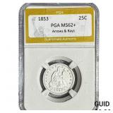 1853 Seated Liberty Quarter PGA MS62+ Arrows & Ray