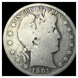 1901-S Silver Barber Half Dollar NICELY CIRCULATED