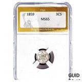 1859 Silver Three Cent PGA MS65