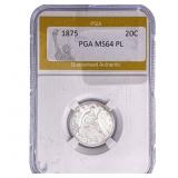 1875 Twenty Cent Piece PGA MS64 PL