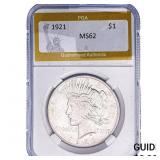 1921 Silver Peace Dollar PGA MS62