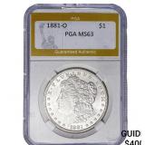 1881-O Morgan Silver Dollar PGA MS63