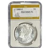 1880-S Morgan Silver Dollar PGA MS65 PL