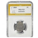 1864 Two Cent Piece PGA F15 Small Motto