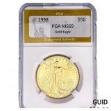 1998 1oz $50 Gold Eagle PGA MS69