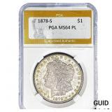 1878-S Morgan Silver Dollar PGA MS64 PL