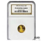 1995-W 1/10oz Gold Eagle $5 NGC PF69 Ultra Cameo