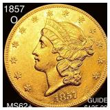 1857-O $20 Gold Double Eagle CHOICE BU+