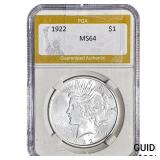 1922 Silver Peace Dollar PGA MS64