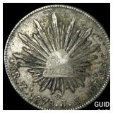1878 Mexico Silver 8 Reales Punch Marked NEARLY UN