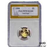 1988 1/10oz $5 Gold Eagle PGA PR70 DCAM